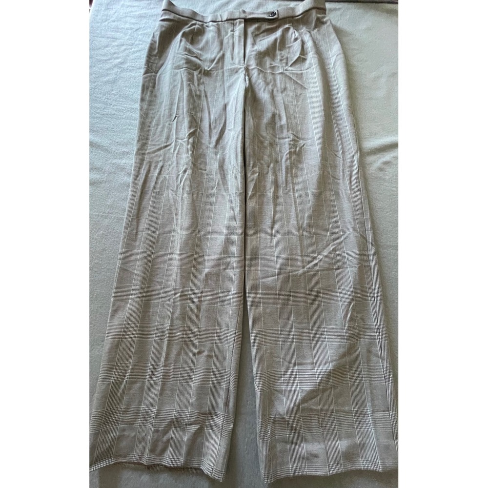 Valerie Stevens Woman Grey Plaid Wide Leg Dress Pants Plusโ Size 16W RN 13711